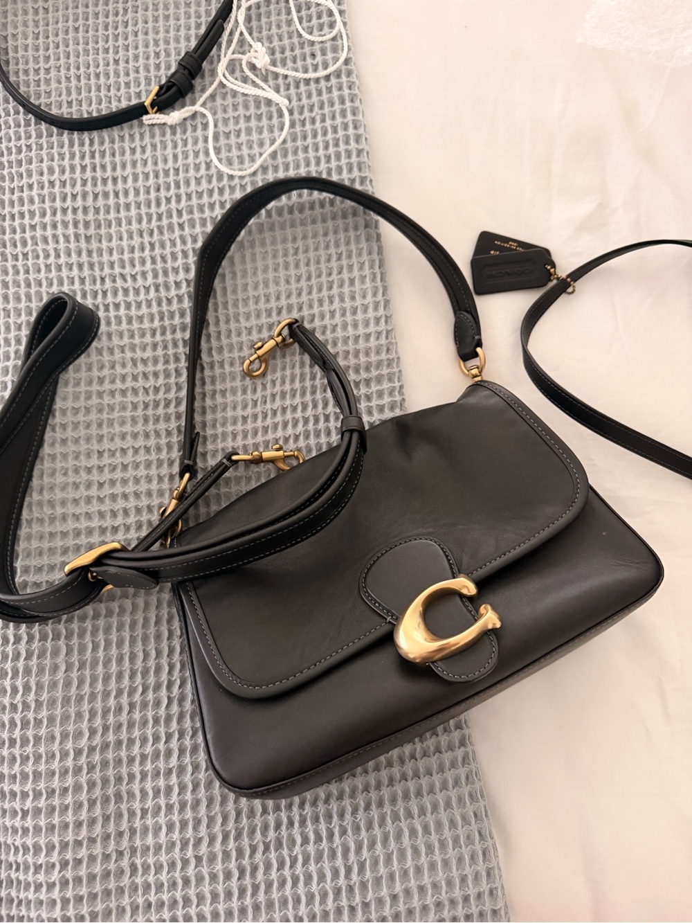 Coach Soft Tabby Black Leather Shoulder Bag with Gold Hardware - Picture 9 of 9